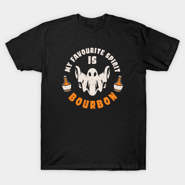 my favorite spirit is bourbon funny halloween drinking design for bourbon lovers and people who love to drink T-Shirt by A Comic Wizard